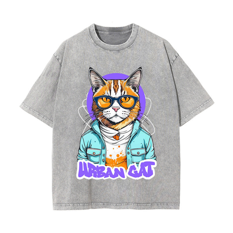 Urban Cat Wearing Clothes Graphic Tee-INNBLAC Fashion Apparel