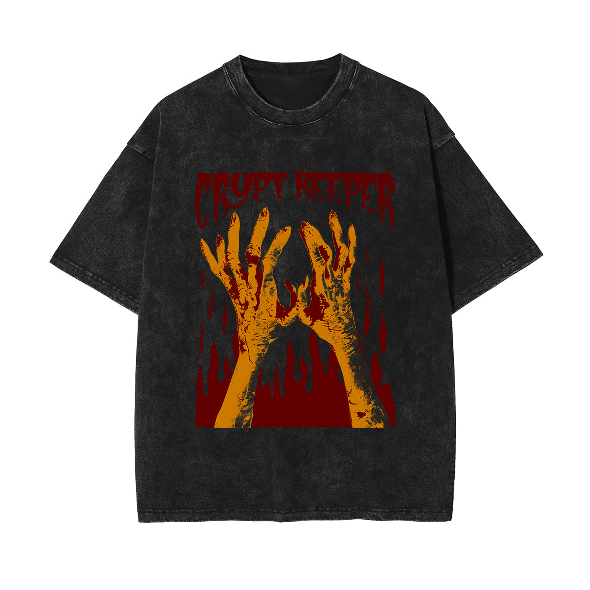 Crypt Keeper Streetwear Stone Wash Graphic Tee-INNBLAC Fashion Apparel