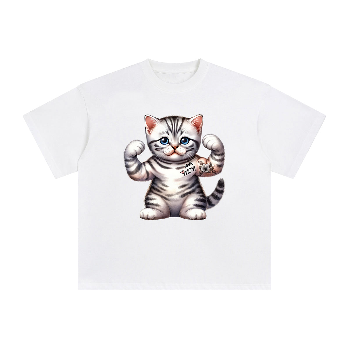 American Shorthair Flexes Muscles Graphic Tee-INNBLAC Fashion Apparel