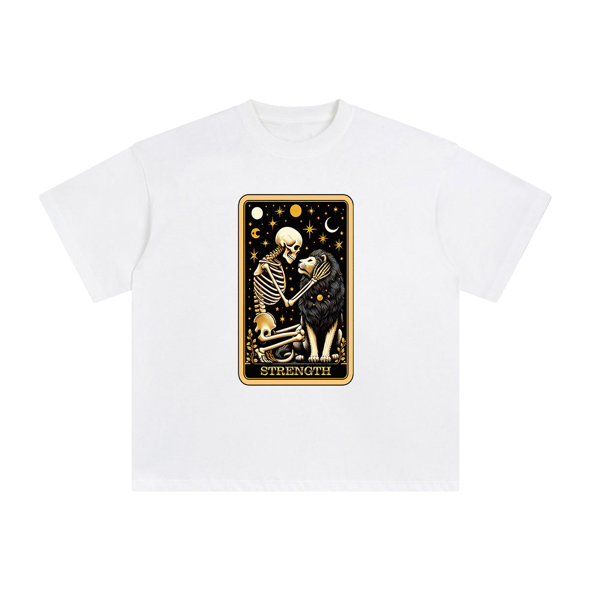 Skeleton & Lion Card Graphic Tee-INNBLAC Fashion Apparel