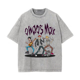 Chaos Max Street Punk Stone Wash Graphic Tee-INNBLAC Fashion Apparel