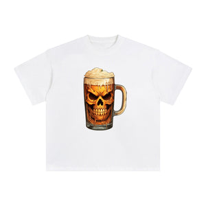 Halloween Skull Beer Graphic Tee-INNBLAC Fashion Apparel