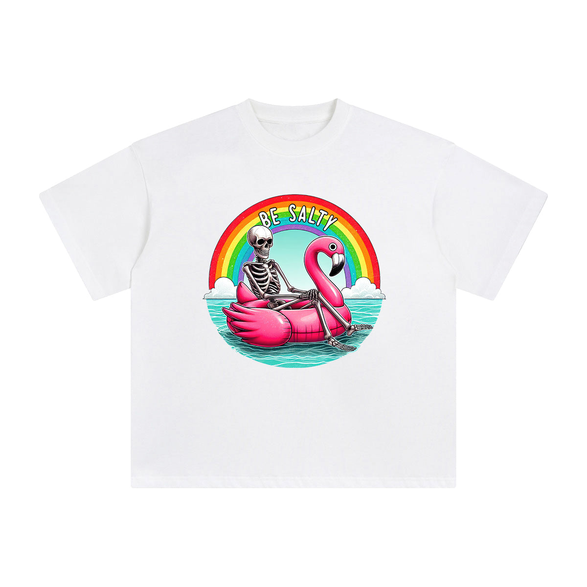 Skull & Flamingo Float Graphic Tee-INNBLAC Fashion Apparel