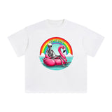 Skull & Flamingo Float Graphic Tee-INNBLAC Fashion Apparel