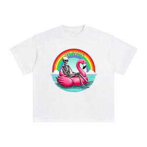 Skull & Flamingo Float Graphic Tee-INNBLAC Fashion Apparel