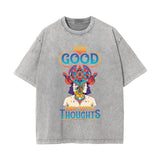 Feeling Good Grow Positive Thoughts Washed Tee-INNBLAC Fashion Apparel