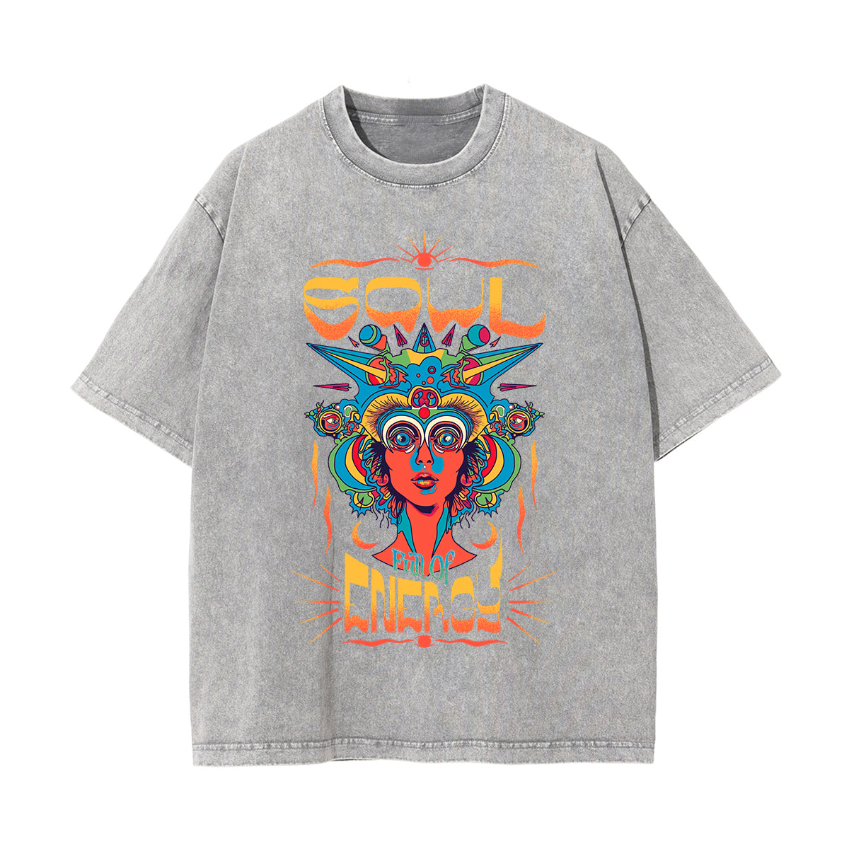 Soul Full Of Energy Graphic Washed Tee-INNBLAC Fashion Apparel