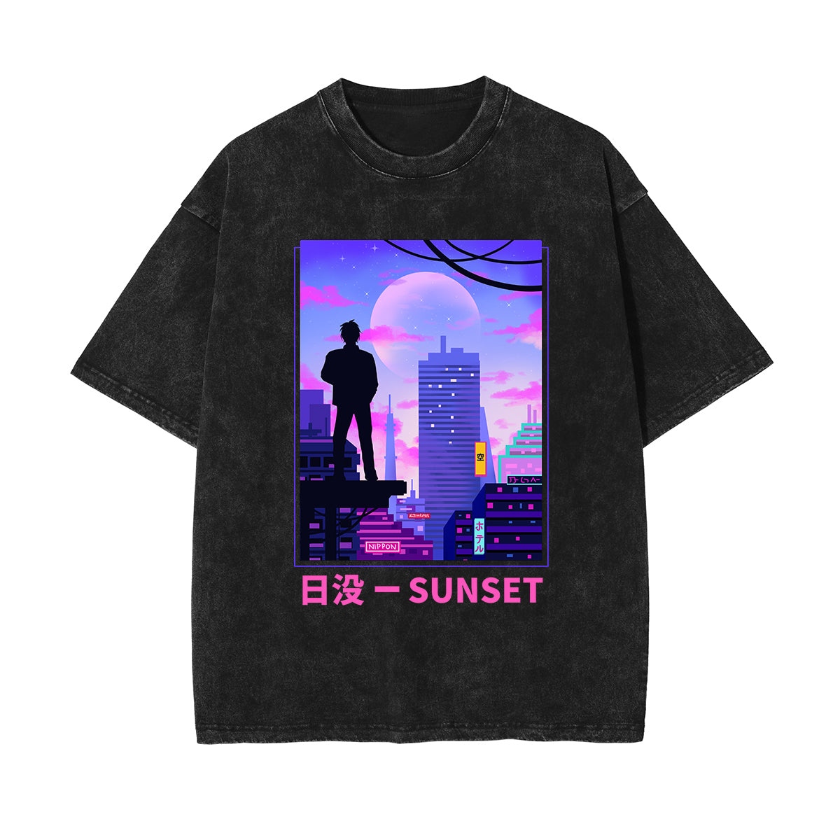 Urban Japanese City Sunset Graphic Tee-INNBLAC Fashion Apparel