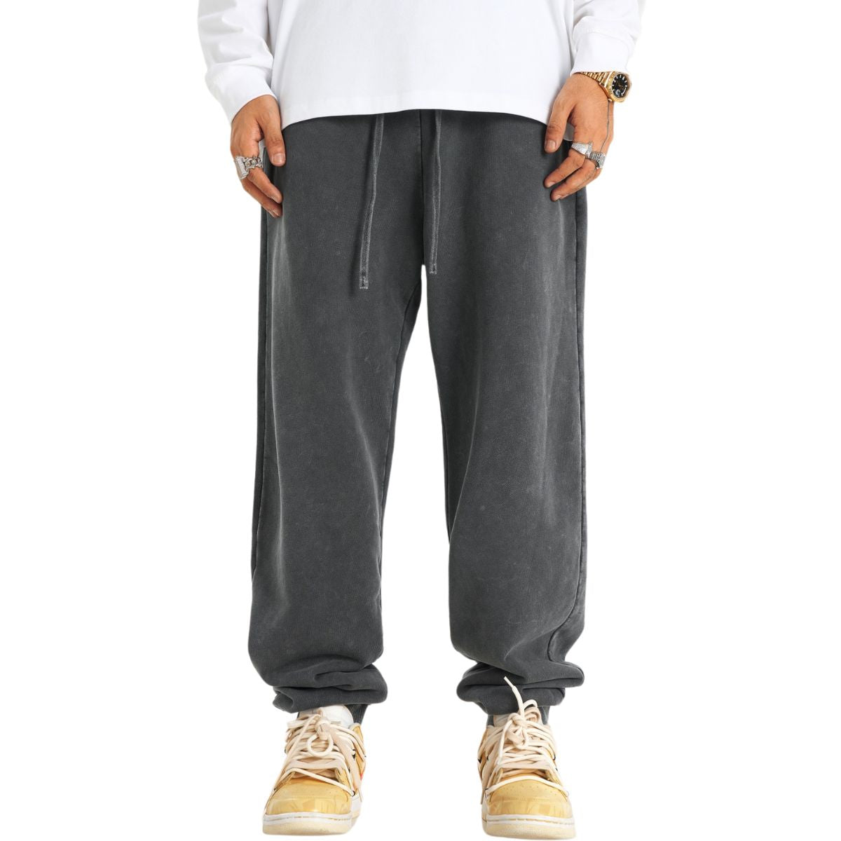 Acid Wash Relaxed Tapered Sweatpants-INNBLAC Fashion Apparel