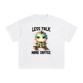 Dinosaur Drinking Coffee Graphic Tee-INNBLAC Fashion Apparel