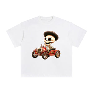 Cute Skeleton Driving Graphic Tee-INNBLAC Fashion Apparel