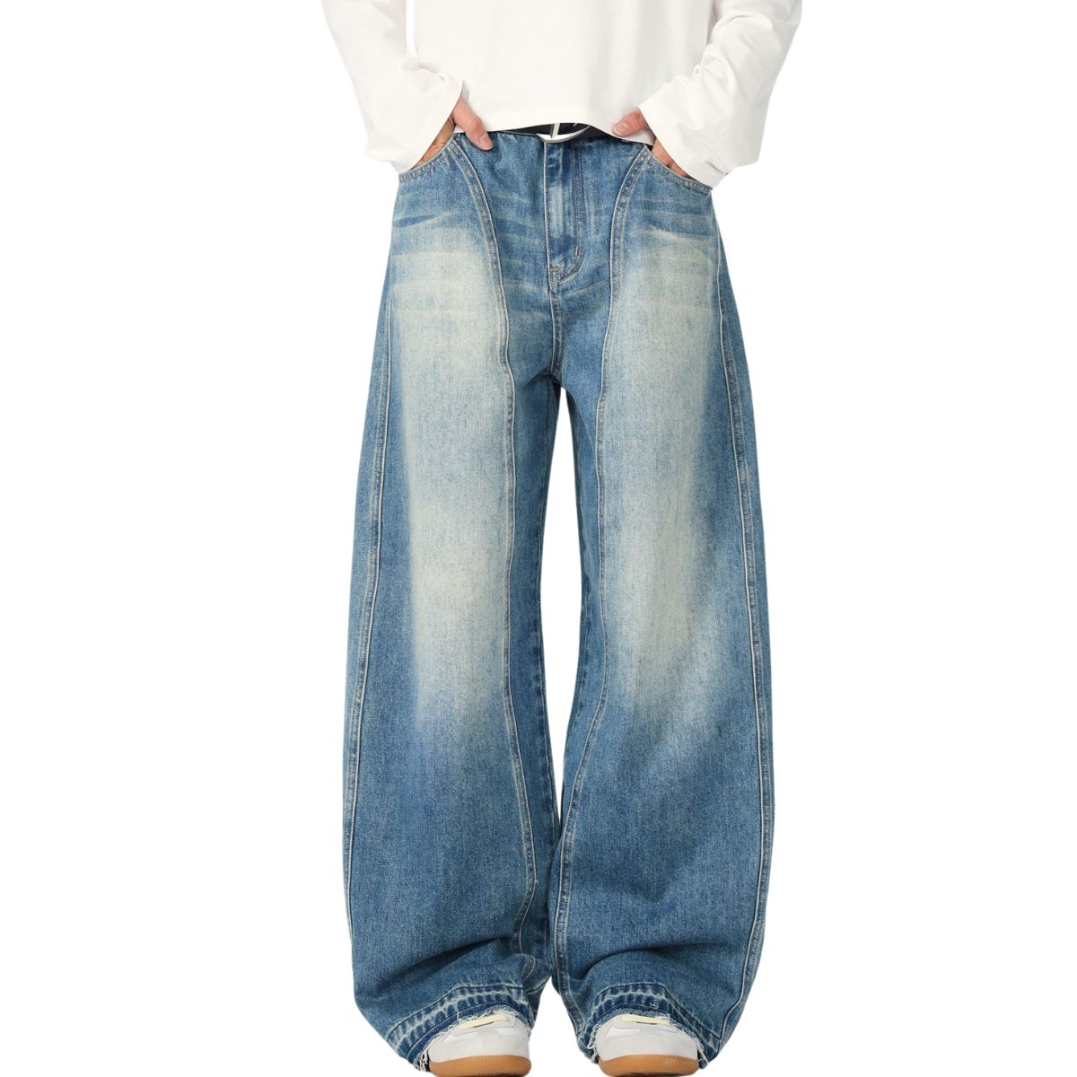 Washed Barrel-Leg Jeans-INNBLAC Fashion Apparel