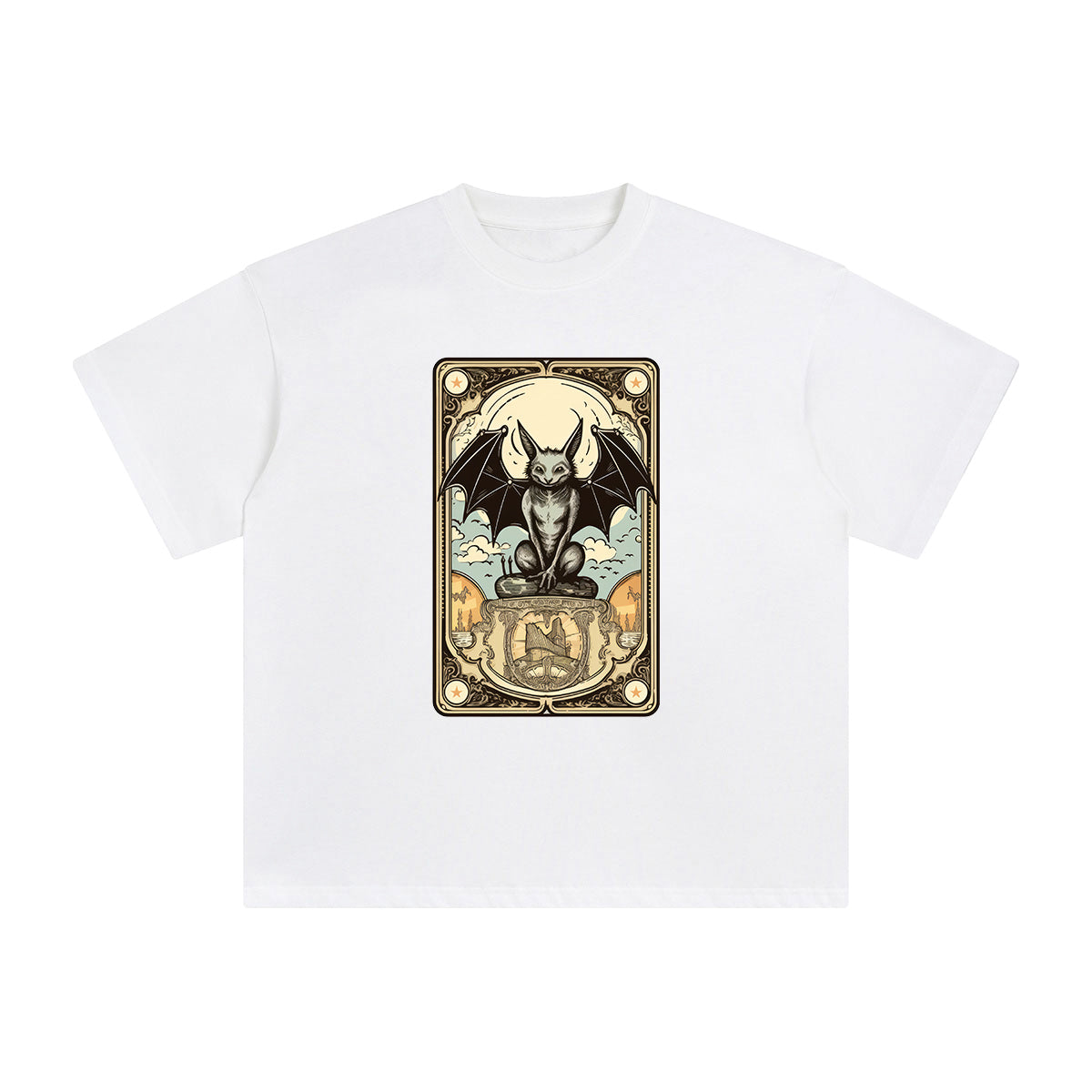 Bat Tarot Card Graphic Tee-INNBLAC Fashion Apparel