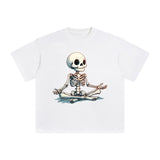 Cute Skeleton Meditating Graphic Tee-INNBLAC Fashion Apparel