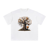 Halloween Skull Tree Graphic Tee-INNBLAC Fashion Apparel