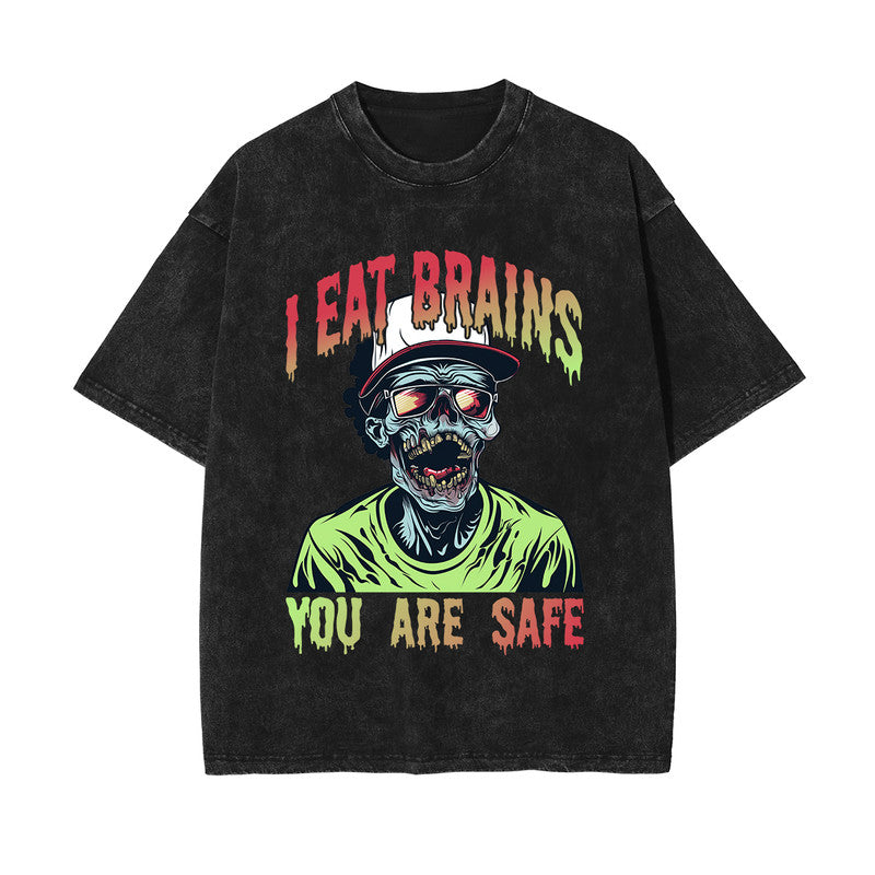 I Eat Brains You Are Safe Graphic Tee-INNBLAC Fashion Apparel