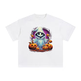 Halloween Ghost & Pumpkin Graphic Tee-INNBLAC Fashion Apparel