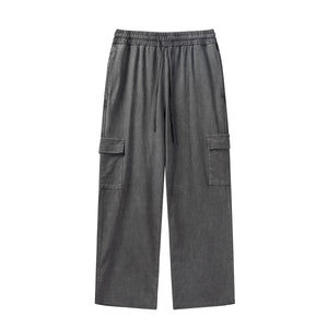 Solid Color Washed Cargo Sweatpants-INNBLAC Fashion Apparel