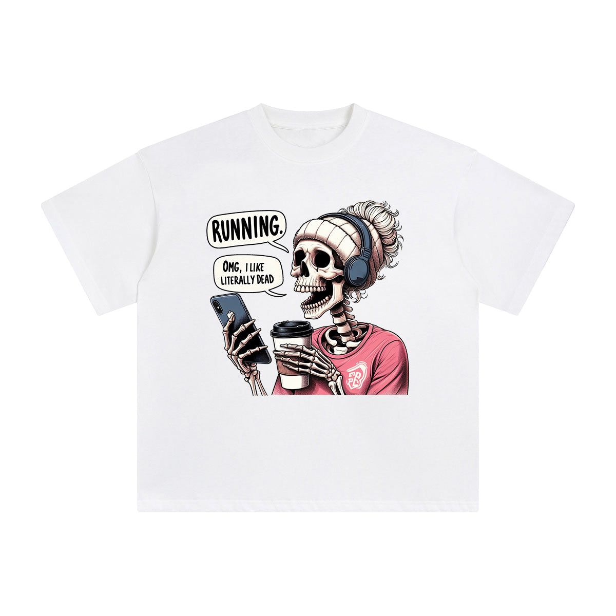 Skeleton With phone Graphic Tee-INNBLAC Fashion Apparel