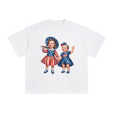 American Boy & Girl Graphic Tee-INNBLAC Fashion Apparel