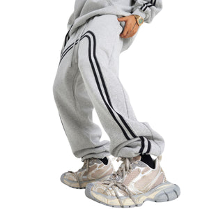 Arc Stripe Thick Baggy Joggers-INNBLAC Fashion Apparel