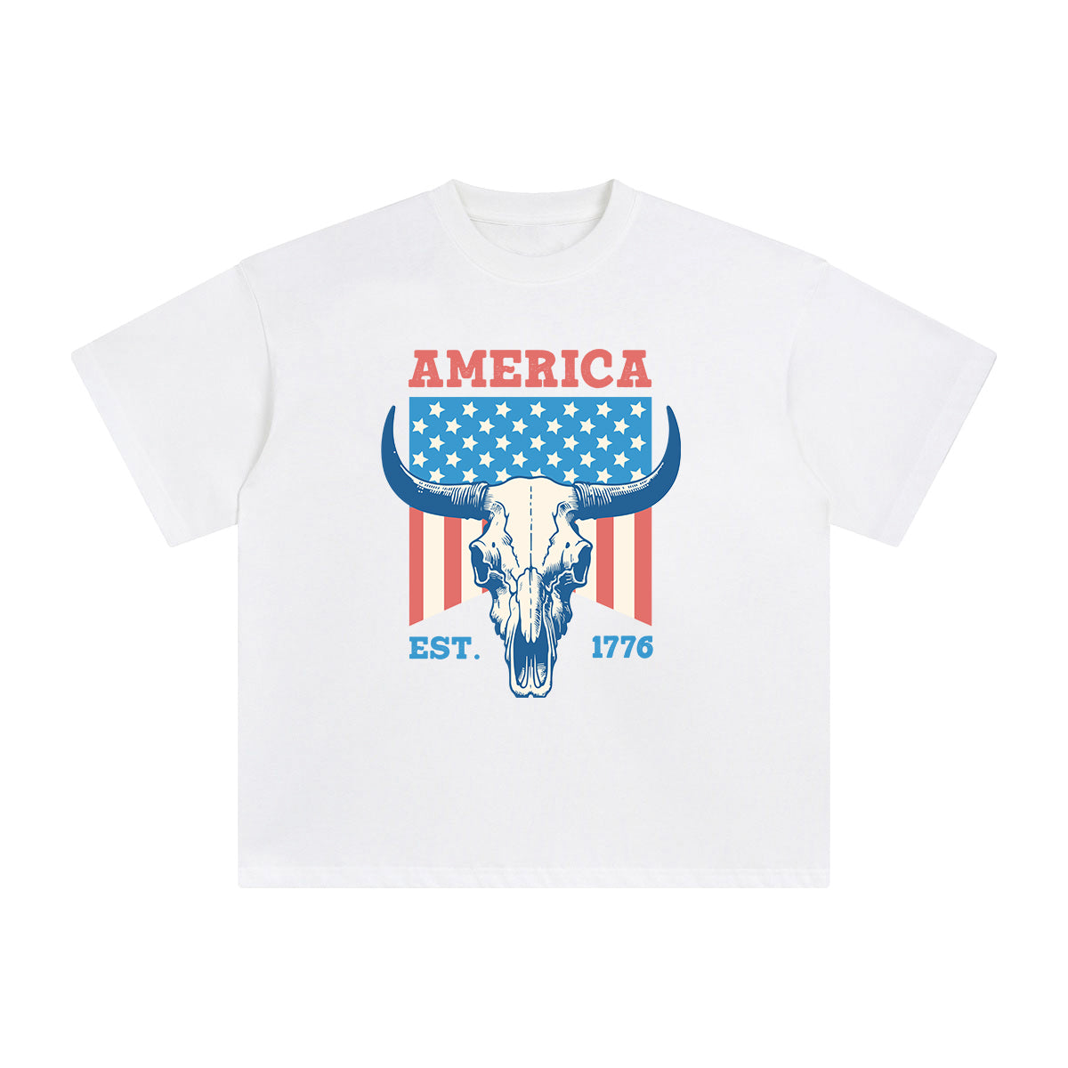 America Sheep Skull Graphic Tee-INNBLAC Fashion Apparel