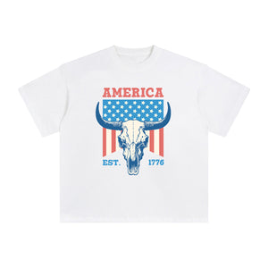 America Sheep Skull Graphic Tee-INNBLAC Fashion Apparel