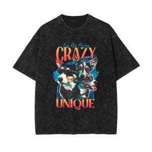 Unique Dogs Stone Wash Graphic Tee-INNBLAC Fashion Apparel