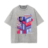 Urban Japanese City Graphic Washed Tee-INNBLAC Fashion Apparel