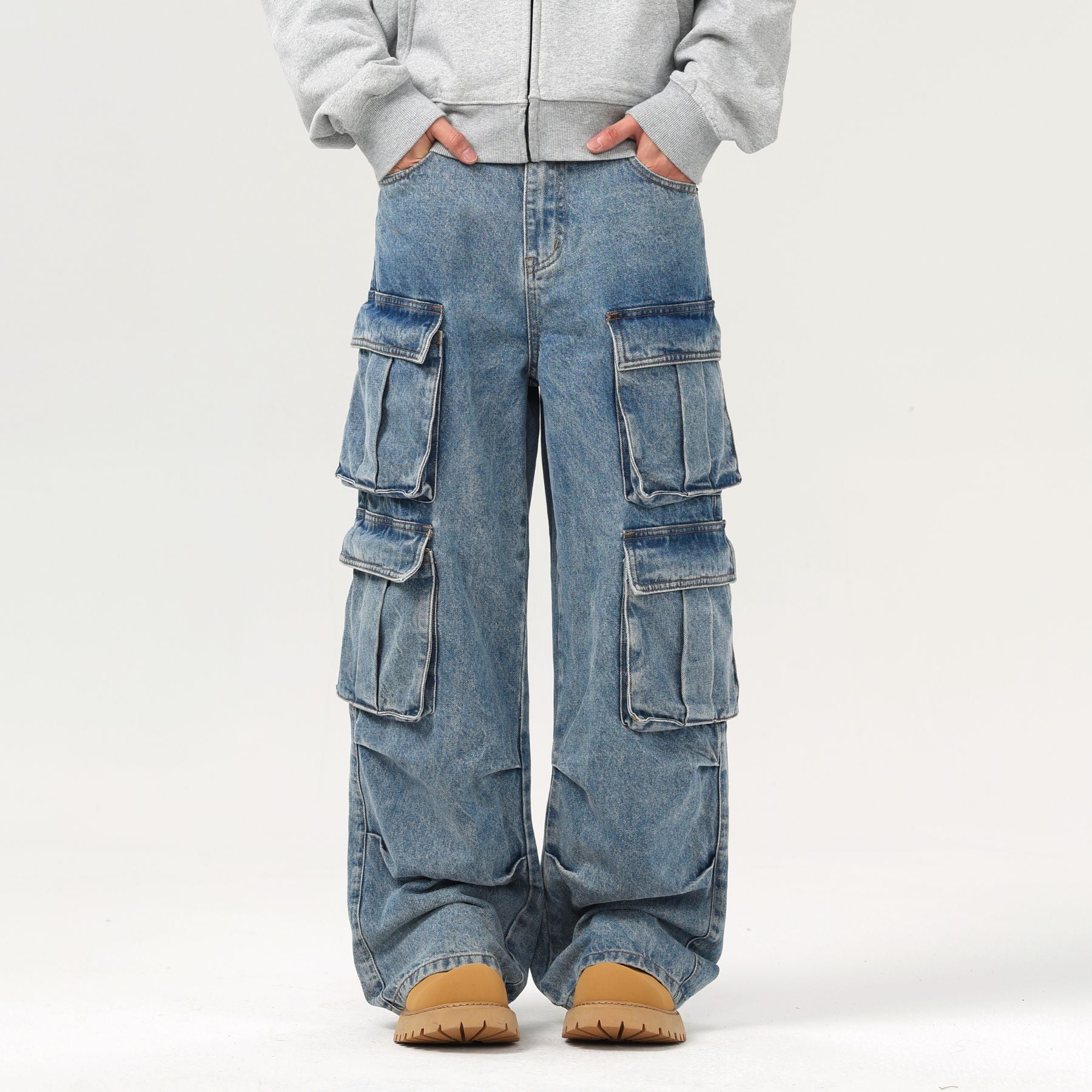 Baggy Denim Cargo Pants-INNBLAC Fashion Apparel