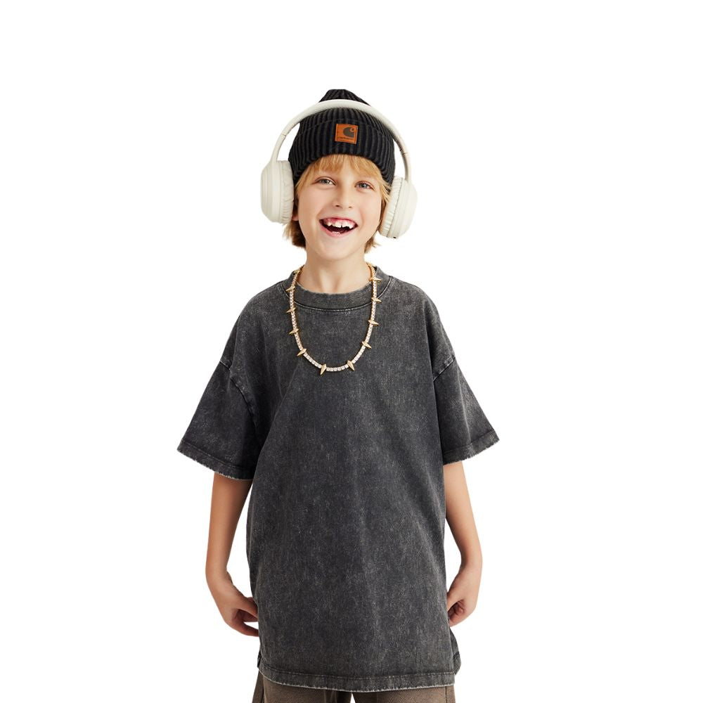 Kid's Stone Wash Faded Tee-INNBLAC Fashion Apparel