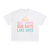 Boats Waves Sun Rays Lake Days Graphic Tee-INNBLAC Fashion Apparel