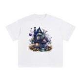 Fairy Halloween Witch House Graphic Tee-INNBLAC Fashion Apparel