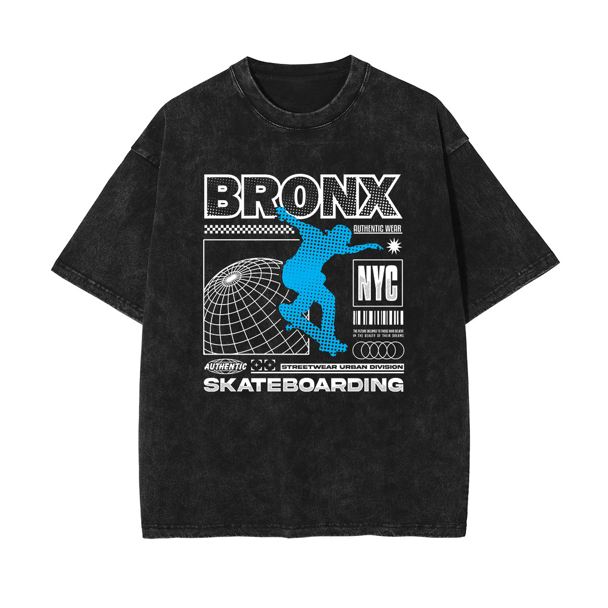 Bronx Urban Stone Wash Graphic Tee-INNBLAC Fashion Apparel