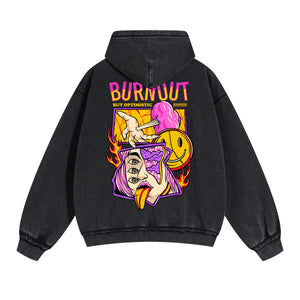 Burn Out Double Slider Zip Hoodie-INNBLAC Fashion Apparel