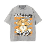 Let's Play Hard Teddy Bear Graphic Tee-INNBLAC Fashion Apparel