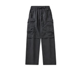 Black Straight Leg Cargo Pants-INNBLAC Fashion Apparel