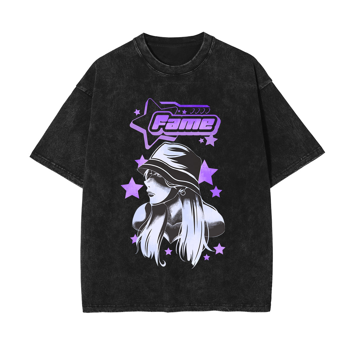 Fame Y2K Japanese Graphic Washed Tee-INNBLAC Fashion Apparel