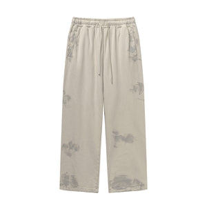 Drawstring Paint Distressed Trousers-INNBLAC Fashion Apparel