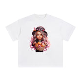 Girl Holding Candy Graphic Tee-INNBLAC Fashion Apparel