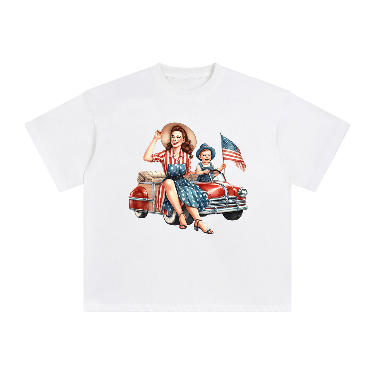 American Mom & Baby Boy Graphic Tee-INNBLAC Fashion Apparel