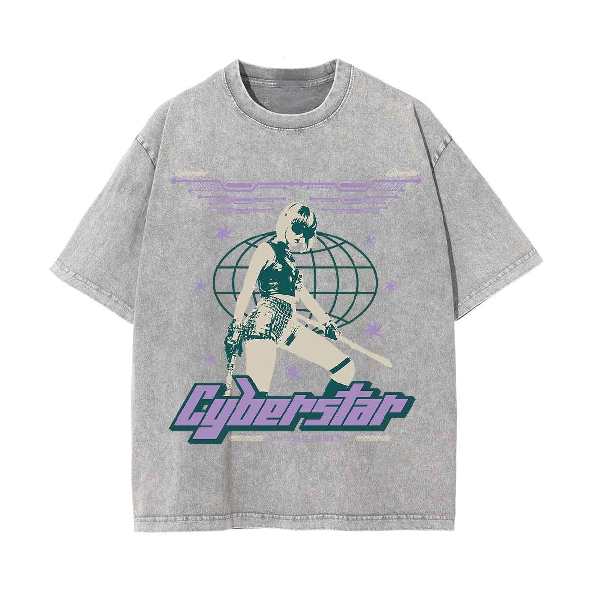 Cyberstar Gir Y2k Streetwear Graphic Tee-INNBLAC Fashion Apparel