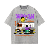 Brooklyn New York Graffiti Stone Wash Graphic Tee-INNBLAC Fashion Apparel