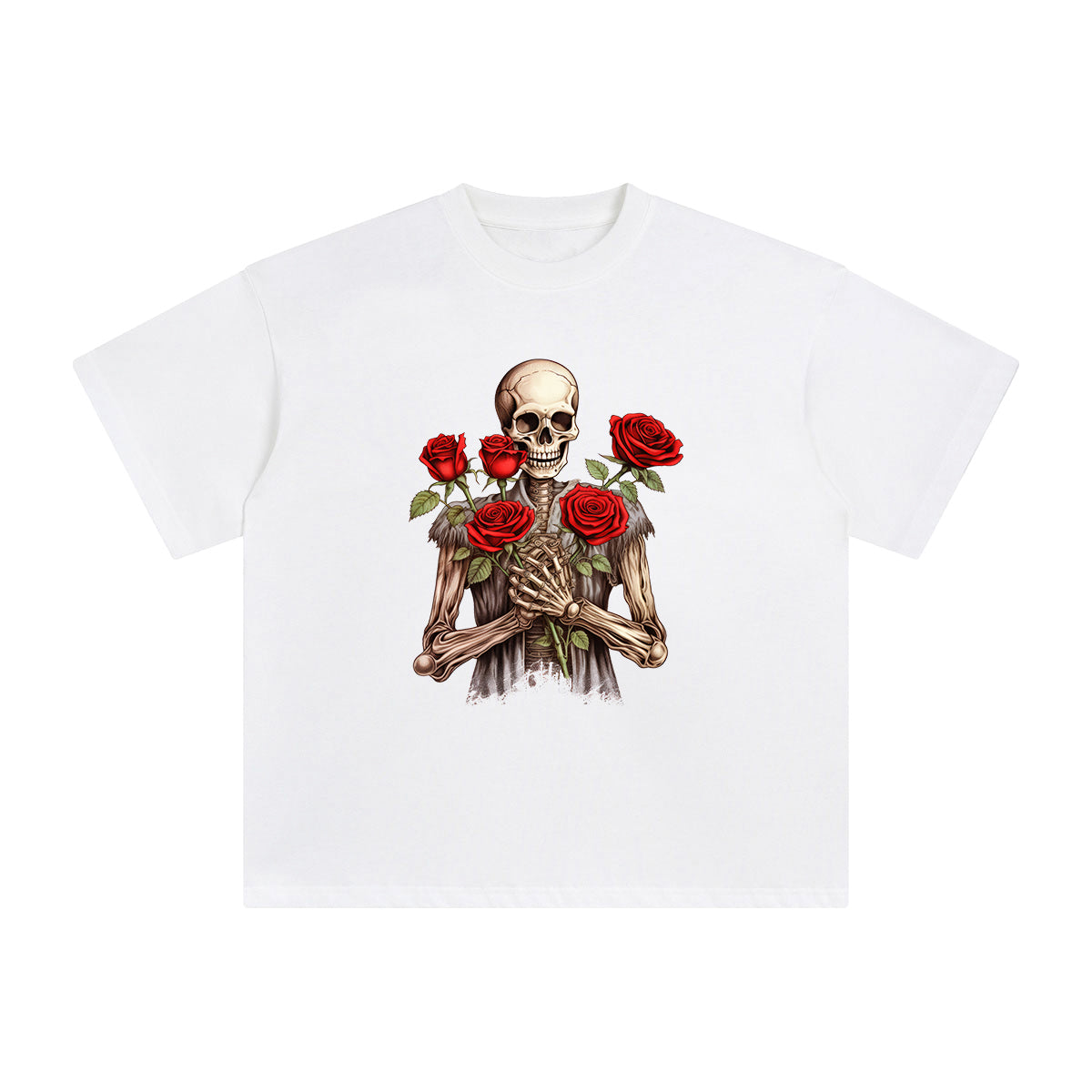 Skeleton With Roses Graphic Tee-INNBLAC Fashion Apparel