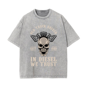 Old Truck Driver Stone Wash Graphic Tee-INNBLAC Fashion Apparel