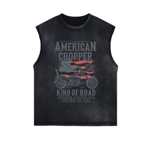 American Chopper Graphic Sleeveless Faded Tee-INNBLAC Fashion Apparel