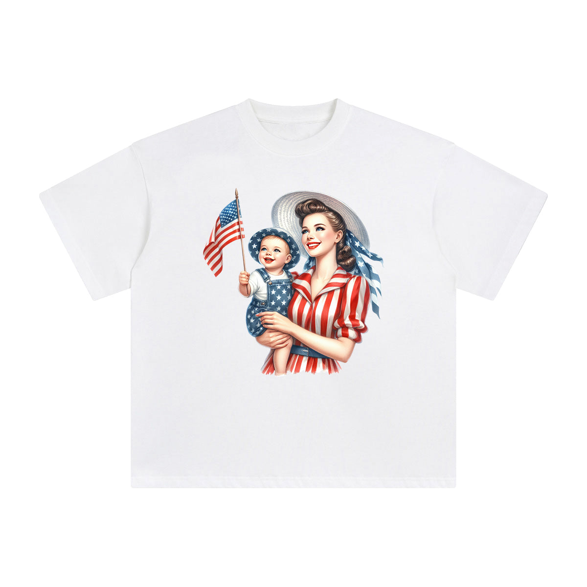 American Mom & Baby Boy Graphic Tee-INNBLAC Fashion Apparel