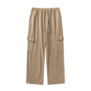 Solid Color Washed Cargo Sweatpants-INNBLAC Fashion Apparel