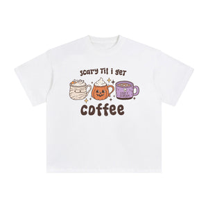 Scary Til I Get Coffee Graphic Tee-INNBLAC Fashion Apparel