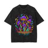 Neon Mushroom Stone Wash Graphic Tee-INNBLAC Fashion Apparel